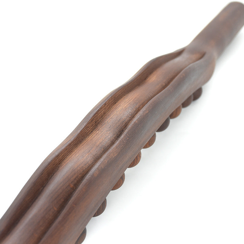 Massage Tools - Professional Carbonized Wooden Massage Stick with 20 Beads - Double Row Rolling Design for Waist, Abdomen, Legs, Back & Hands - Body Contouring & Muscle Relaxation - Whole Body Gua Sha Tool, Ergonomic Grip | Natural Wood Finish