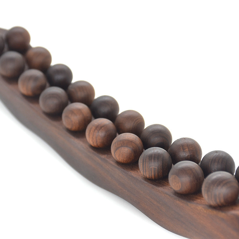 Massage Tools - Professional Carbonized Wooden Massage Stick with 20 Beads - Double Row Rolling Design for Waist, Abdomen, Legs, Back & Hands - Body Contouring & Muscle Relaxation - Whole Body Gua Sha Tool, Ergonomic Grip | Natural Wood Finish