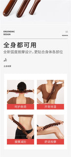 Massage Tools - Professional Carbonized Wooden Massage Stick with 20 Beads - Double Row Rolling Design for Waist, Abdomen, Legs, Back & Hands - Body Contouring & Muscle Relaxation - Whole Body Gua Sha Tool, Ergonomic Grip | Natural Wood Finish