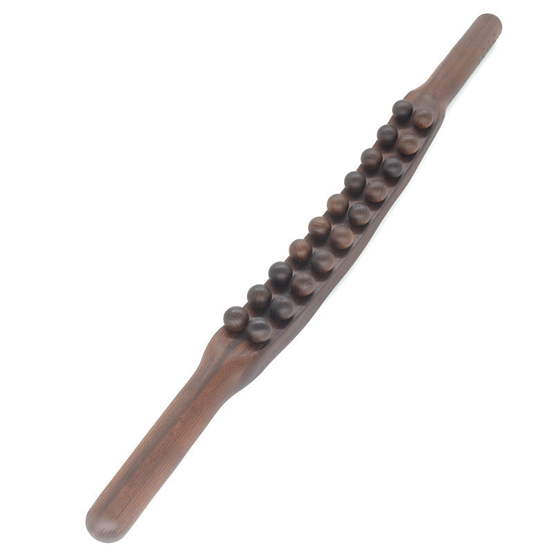 Massage Tools - Professional Carbonized Wooden Massage Stick with 20 Beads - Double Row Rolling Design for Waist, Abdomen, Legs, Back & Hands - Body Contouring & Muscle Relaxation - Whole Body Gua Sha Tool, Ergonomic Grip | Natural Wood Finish